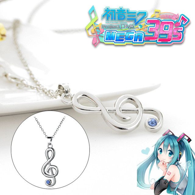 Hatsune Miku Music Necklace Anime Miku Music Notation Jewelry Chains Men  Women Fans Gifts Metal Rhinestone Gorgeous Accessories - AliExpress